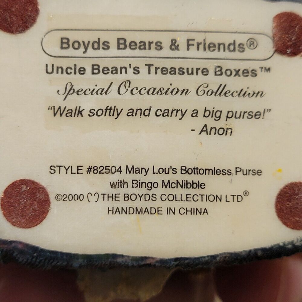 Boyds Bear trinket box Uncle Bean's treasure boxes Mary Lou's Bottomless purse - Picture 14 of 15